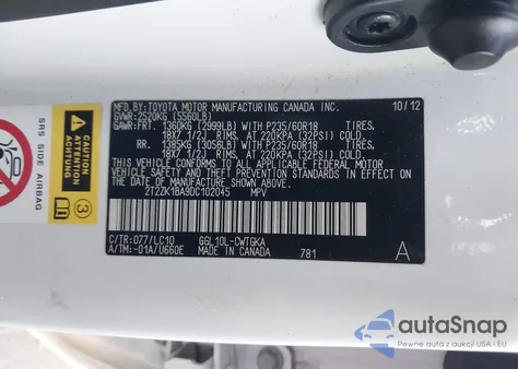 2013 Lexus Rx 350 z USA, uszkodzony, nr VIN 2T2ZK1BA9DC102045